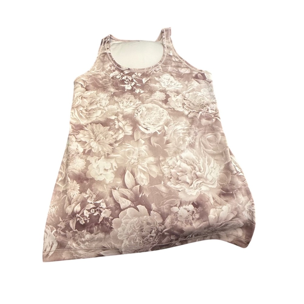 Athleta Floral Mauve Performance Tank Top‎ XS 631840-01 Sleeveless Workout Yoga